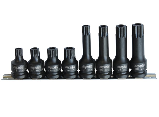 SP - SOCKET SET IMPACT 1/2DR TAMPER SPLINE 8PC 